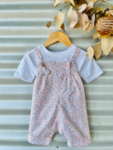Load image into Gallery viewer, Babes Overalls 6M Tiny Apricot Florals
