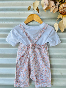 Babes Overalls 6M Tiny Apricot Florals