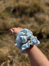 Load image into Gallery viewer, vintage blue floral scrunchies
