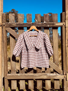 Dulcie Blouse ~ custom made mocha gingham S M L XL