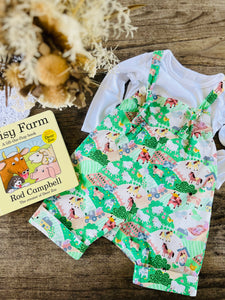 Babes Overalls 12M Green Farm