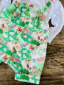 Babes Overalls 12M Green Farm